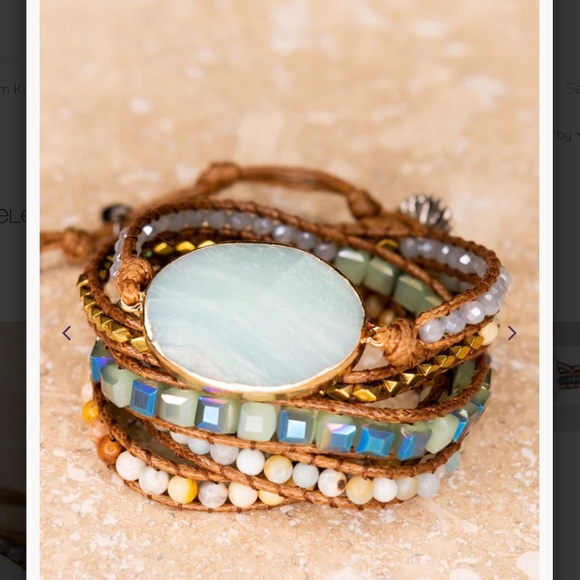 Boho “ Kelly “ Vegan Leather Heart  Bracelet With Stone - Picture 1 of 3